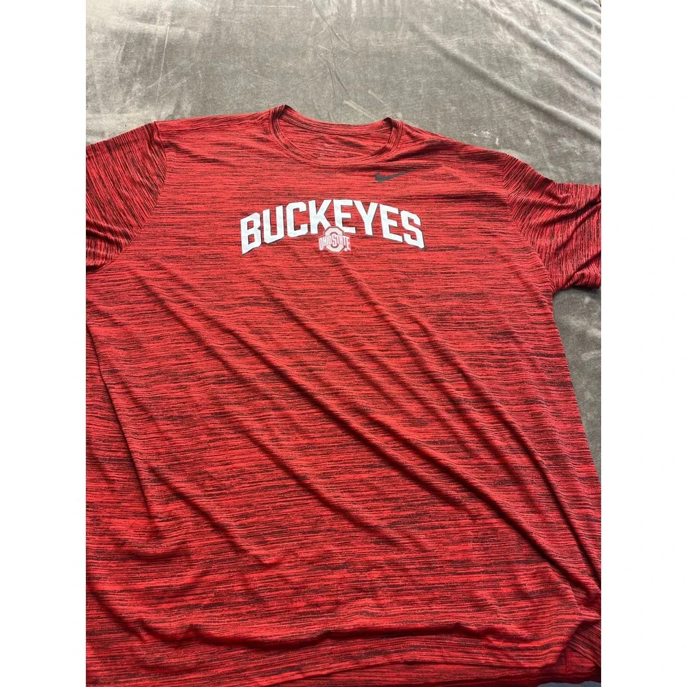 Nike Ohio State Buckeyes Dri-FIT Red Space‎ Dye T-Shirt Mens 3XL Heathered Tee